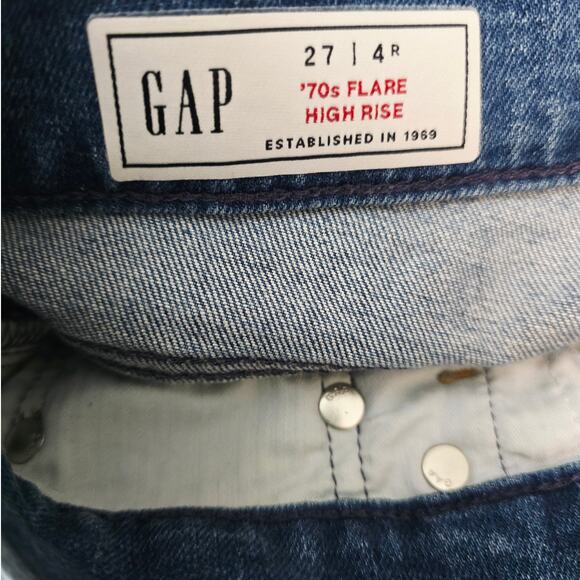 GAP Denim 70's Flare High Rise Two Tone Jeans Hem Women's Jeans 27 - Picture 4 of 5